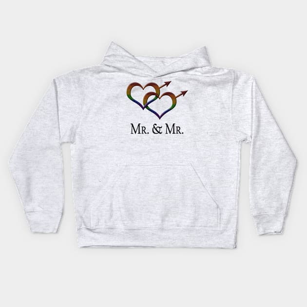 Mr. and Mr. Gay Pride Interlinking Male Gender Symbols Kids Hoodie by LiveLoudGraphics